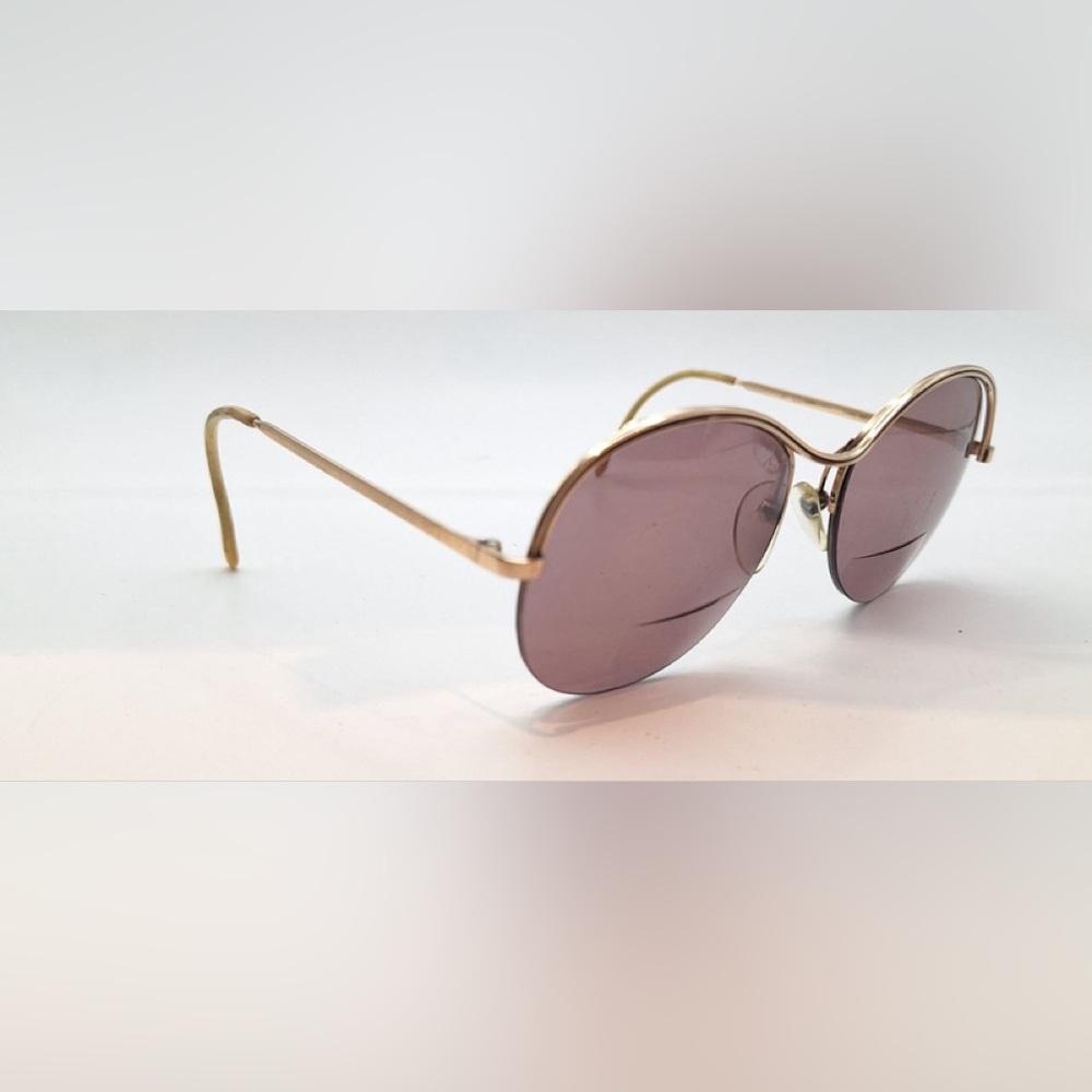 Vintage Logo Paris Brown Gold Oval Half-Rim Sunglasses Frames Only